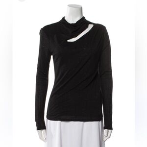 Nicholas Cowl Neck Long Sleeve Cut-Out Top Black Sz Large